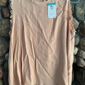 Fringed Peach Sleeveless Top